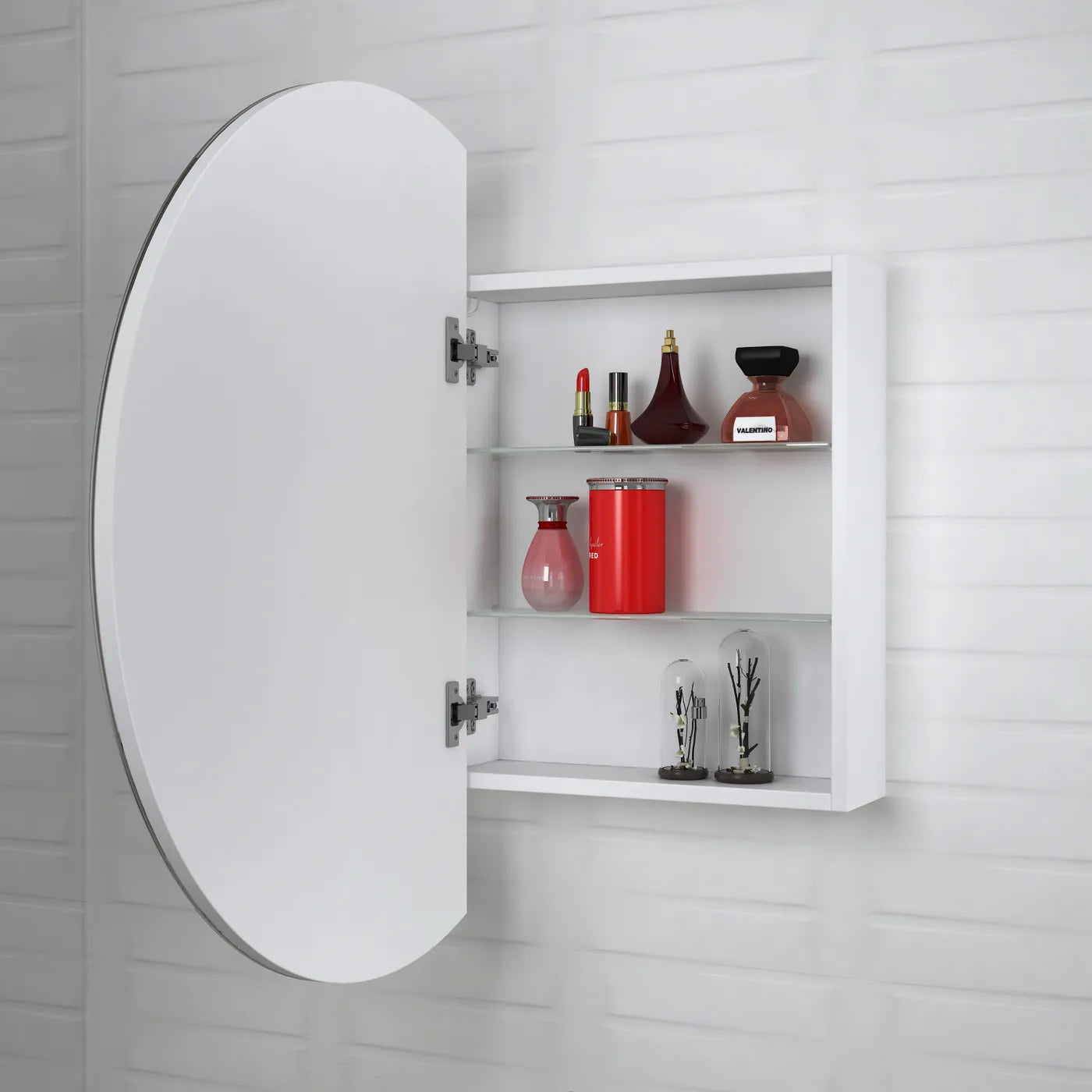 OTTI LONDON MATTE WHITE LED SHAVING CABINET WITH POWERPOINT 800X500MM