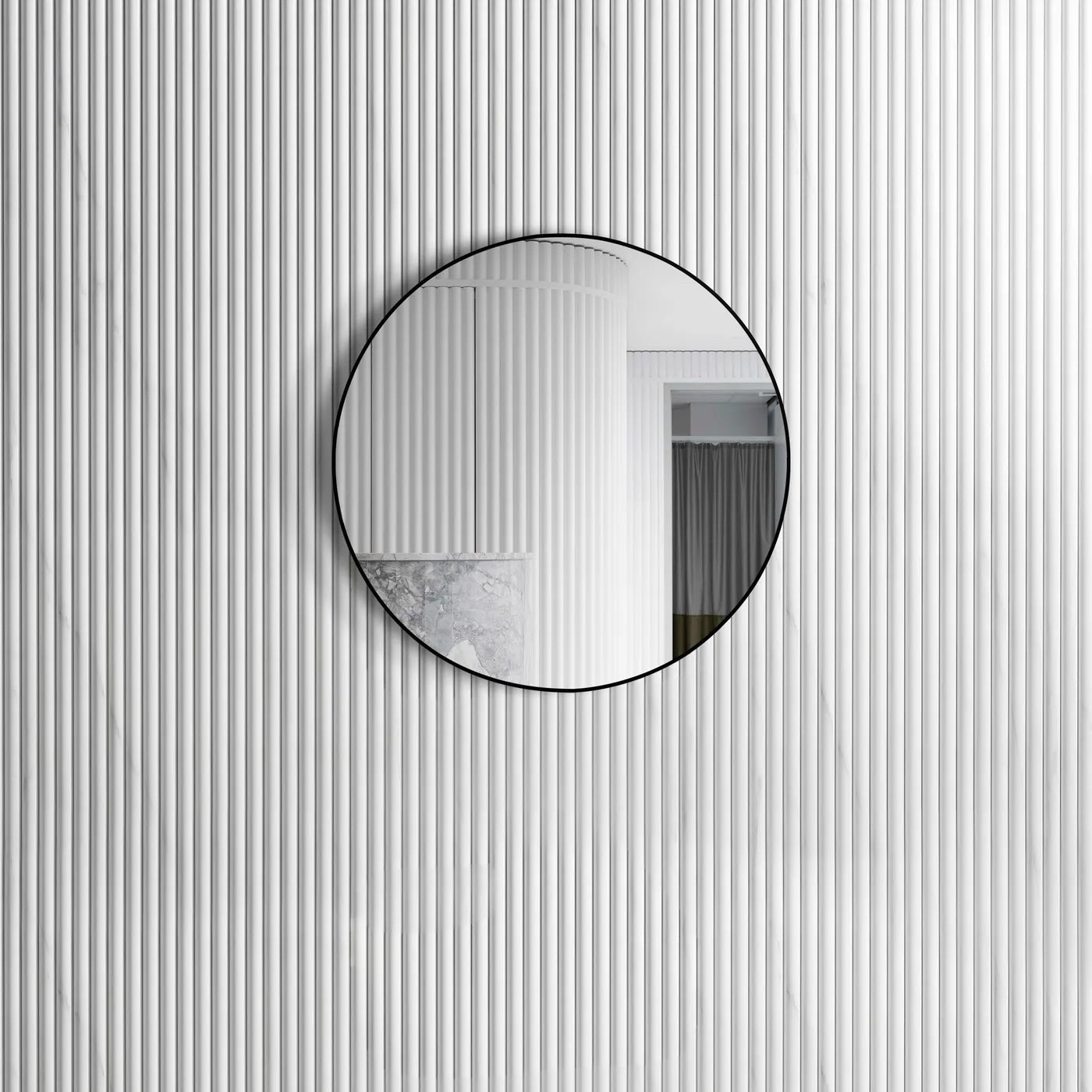 OTTI LONDON MATTE BLACK ROUND MIRROR 700X700MM