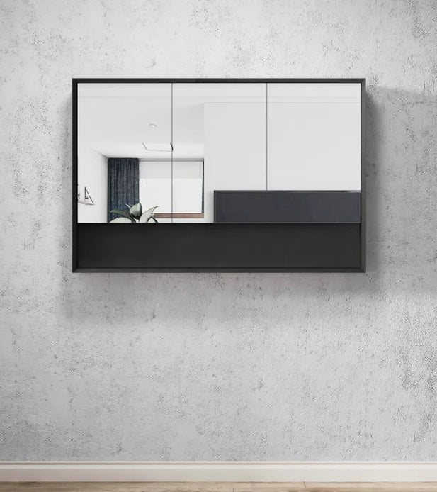 OTTI MARLO WALL HUNG BLACK SHAVING CABINET 1200X800MM