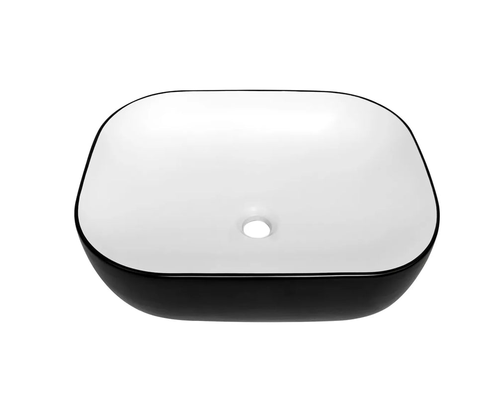 INSPIRE ABOVE COUNTER BASIN MATTE WHITE AND BLACK 480MM