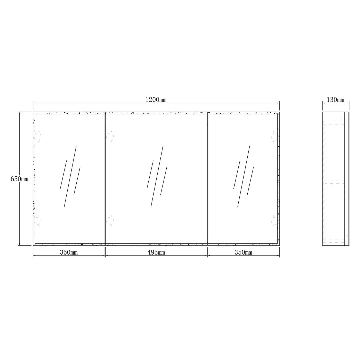 OTTI MOONLIGHT LED MATTE WHITE WALL HUNG SHAVING CABINET 1200X650MM