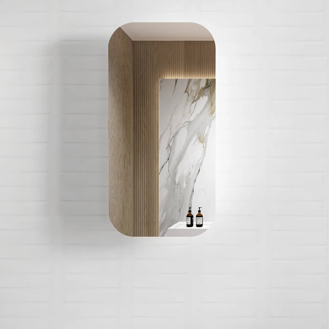 OTTI NEWPORT NATURAL OAK SHAVING CABINET 450X900MM
