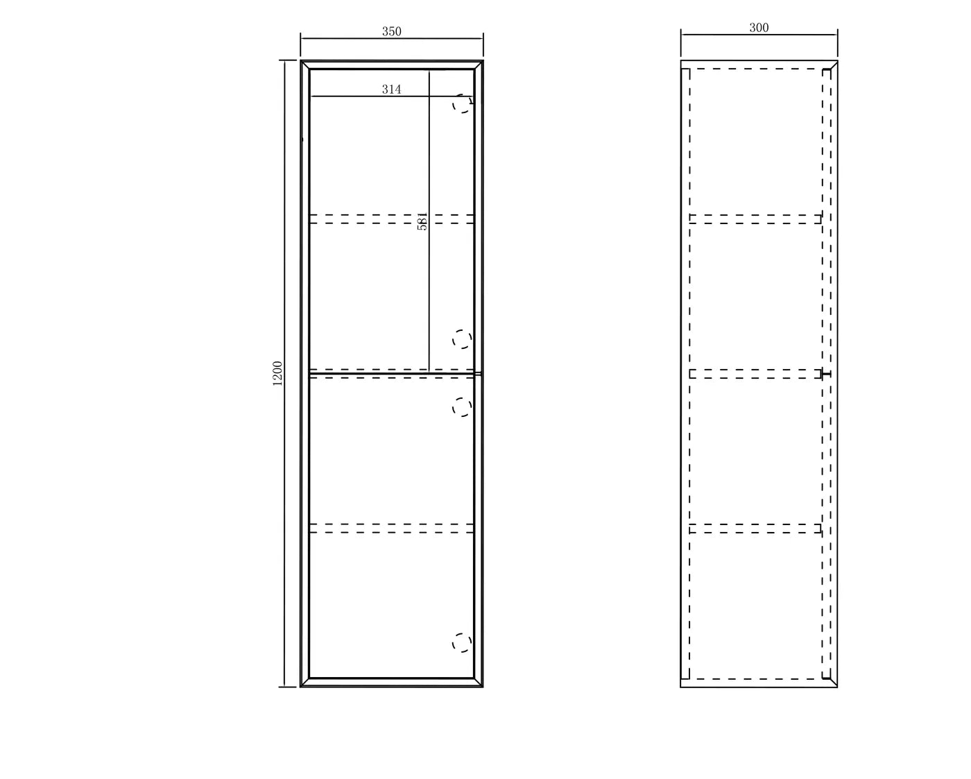 OTTI NOOSA WALL HUNG TALL BOY 350MM X 1200MM MATTE WHITE