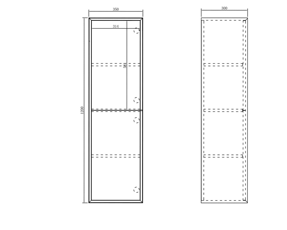 OTTI NOOSA WALL HUNG TALL BOY MATTE WHITE 350MM X 1200MM