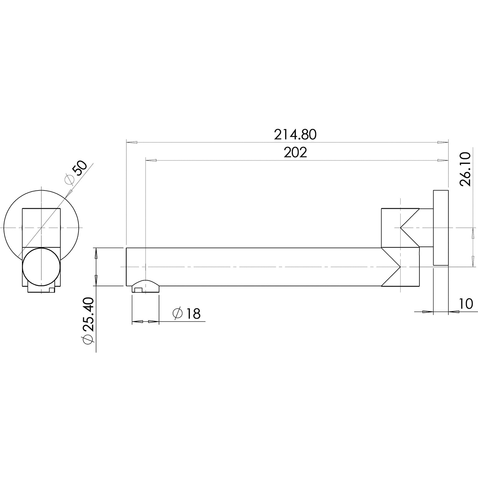 PHOENIX SWIVEL BATH OUTLET ROUND 200MM CHROME