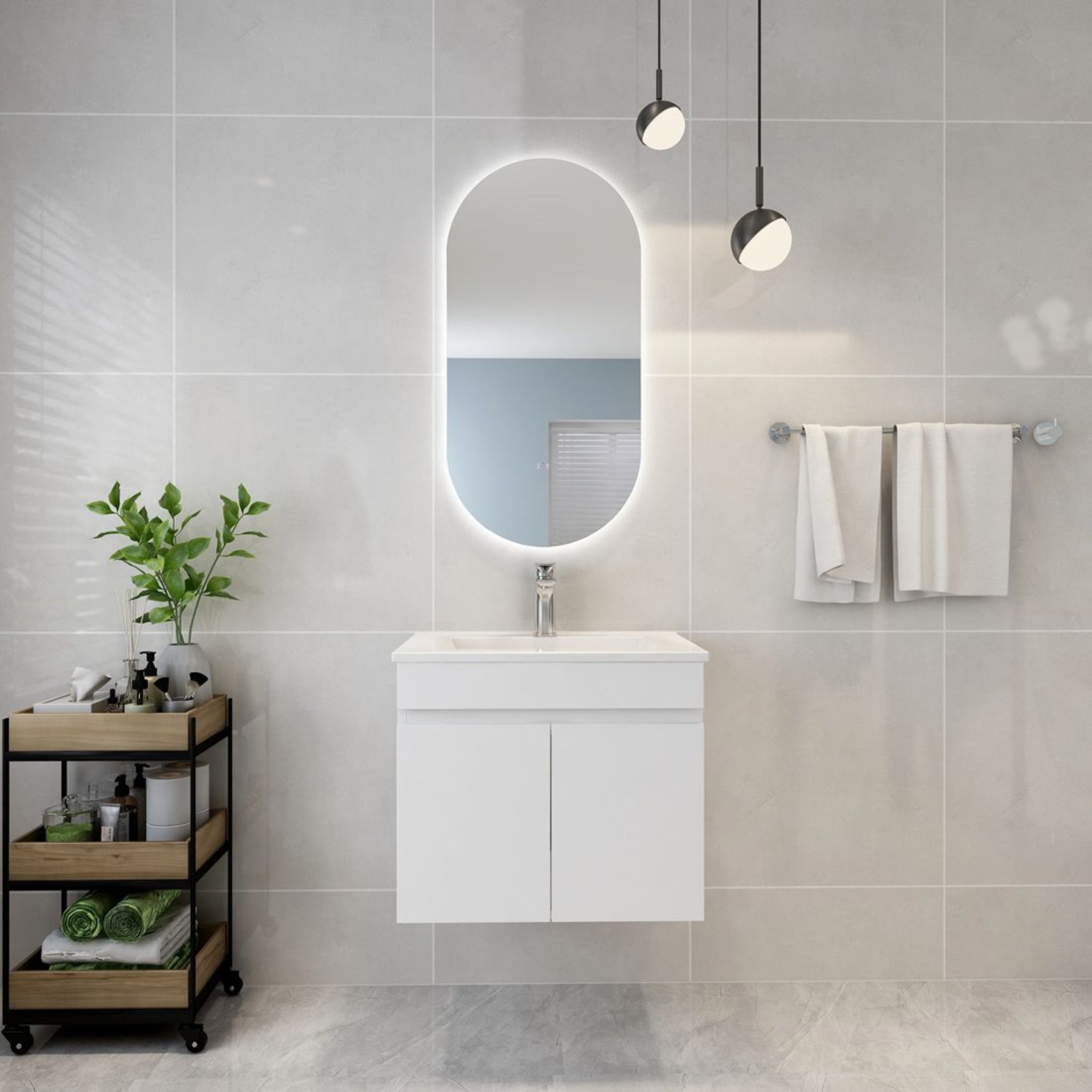 POSEIDON OVAL BACKLIT LED MIRROR 3 COLOUR LIGHTS 450X900MM