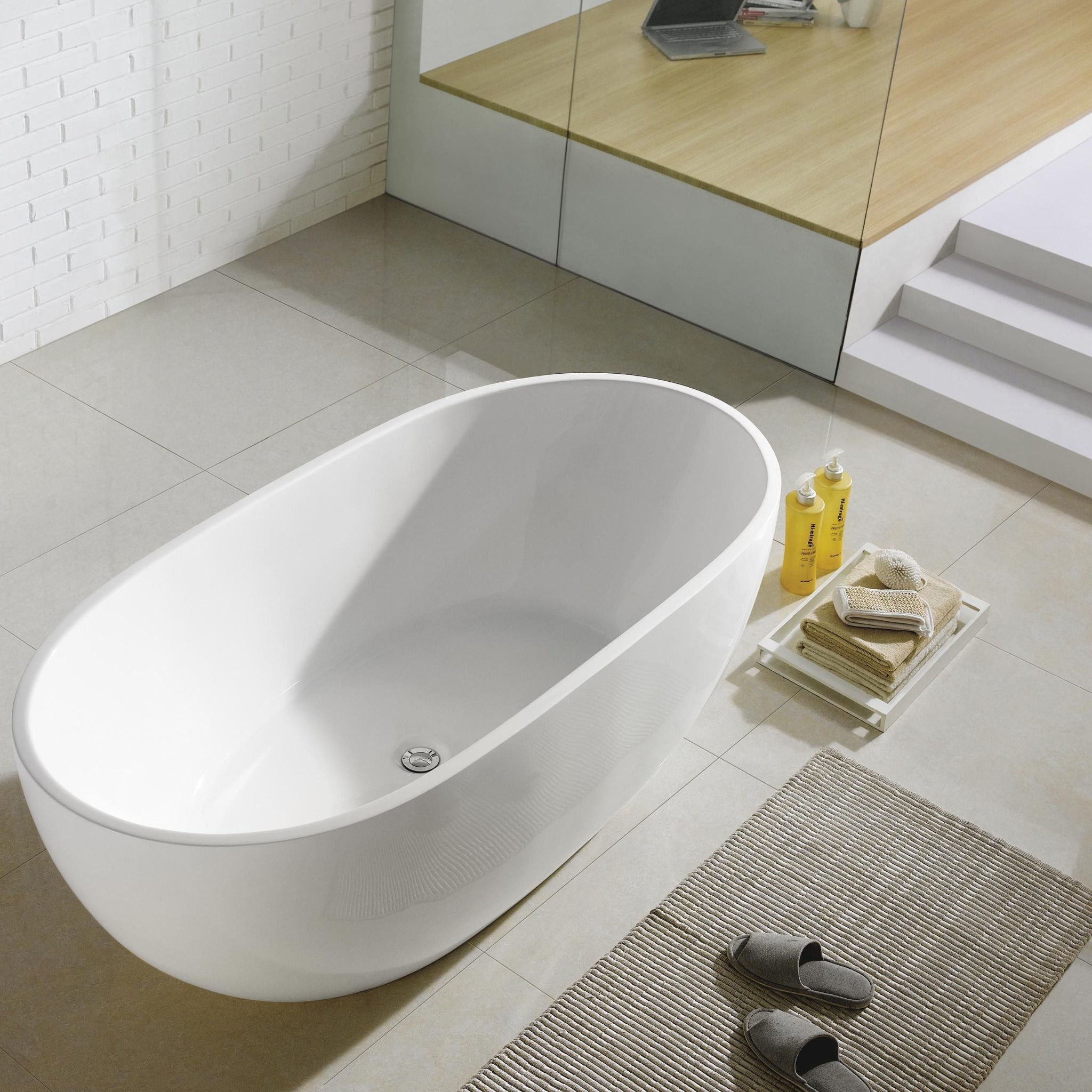 POSEIDON OLIVIA FREE STANDING BATHTUB MATTE WHITE (AVAILABLE IN 1400MM, 1530MM AND 1700MM)