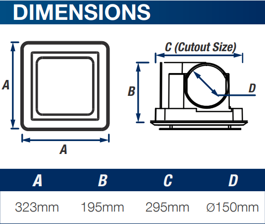 VENTAIR OVATION UNIVERSAL SIDE DUCTED EXHAUST FAN WHITE (AVAILABLE IN 200MM AND 250MM)