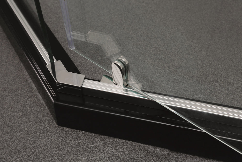 COVEY SEMI-FRAMELESS DIAMOND PIVOT DOOR SHOWER SCREEN CHROME