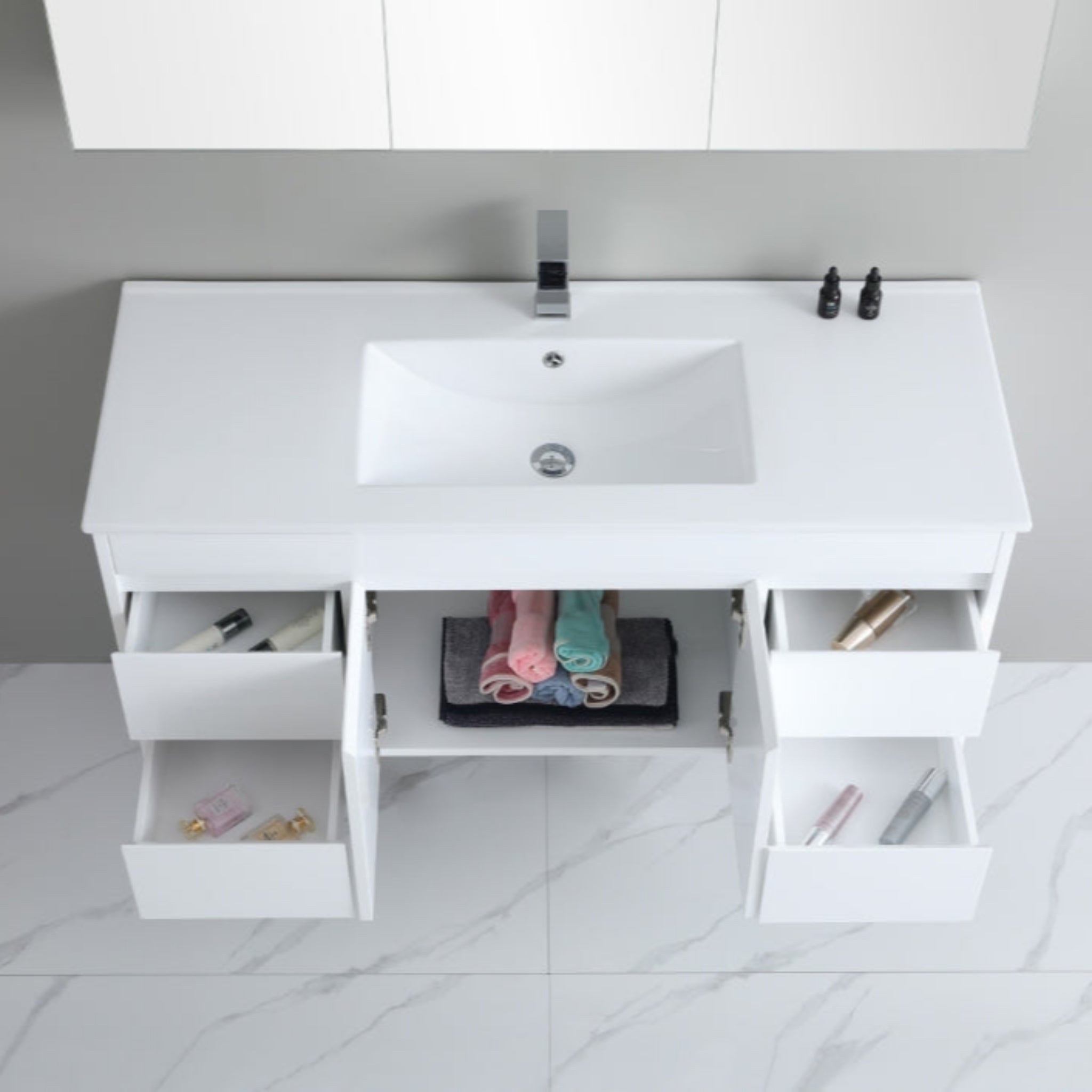 POSEIDON WHITE 1200MM SINGLE BOWL WALL HUNG VANITY