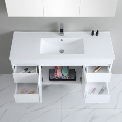 POSEIDON WHITE 1200MM SINGLE BOWL WALL HUNG VANITY