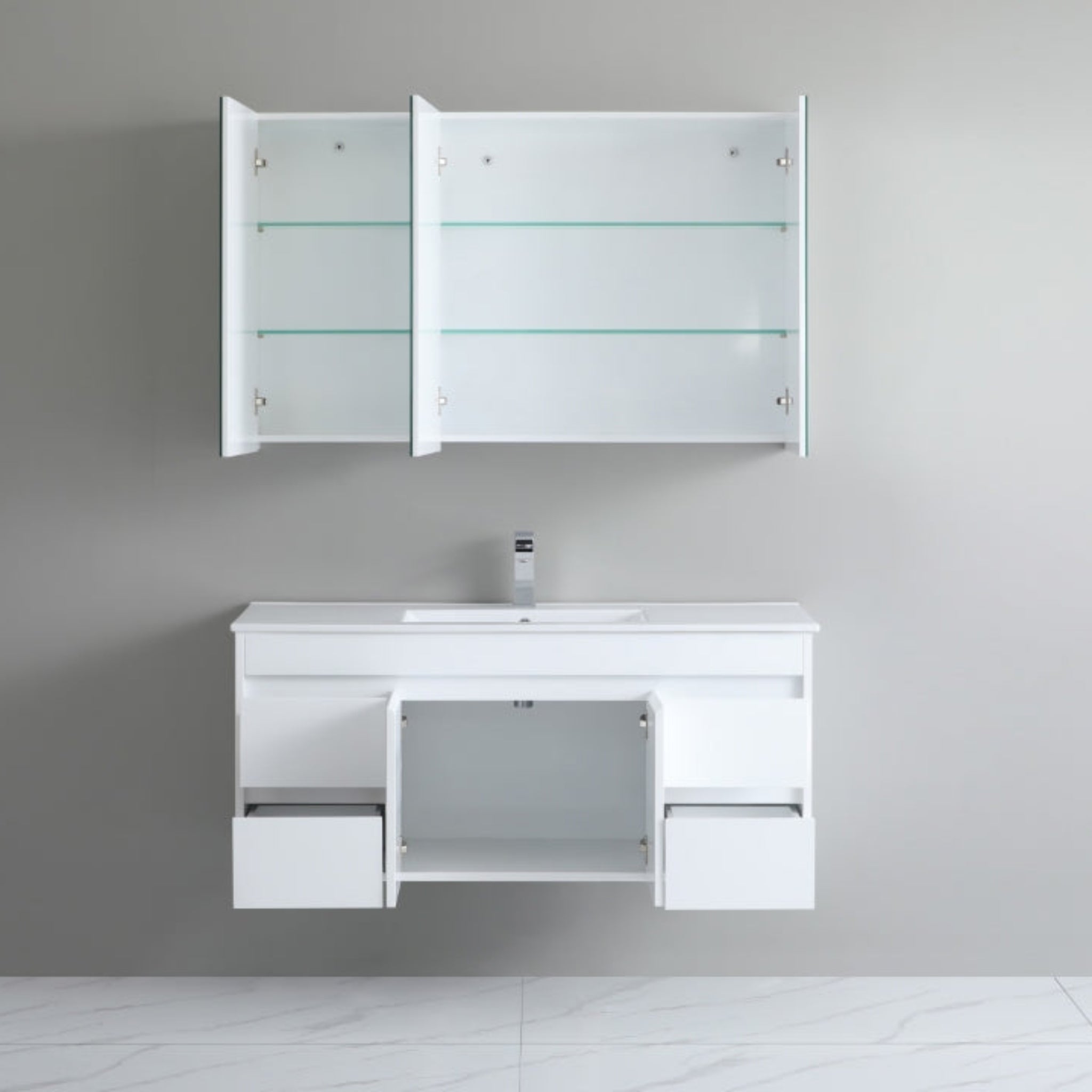 POSEIDON WHITE 1200MM SINGLE BOWL WALL HUNG VANITY