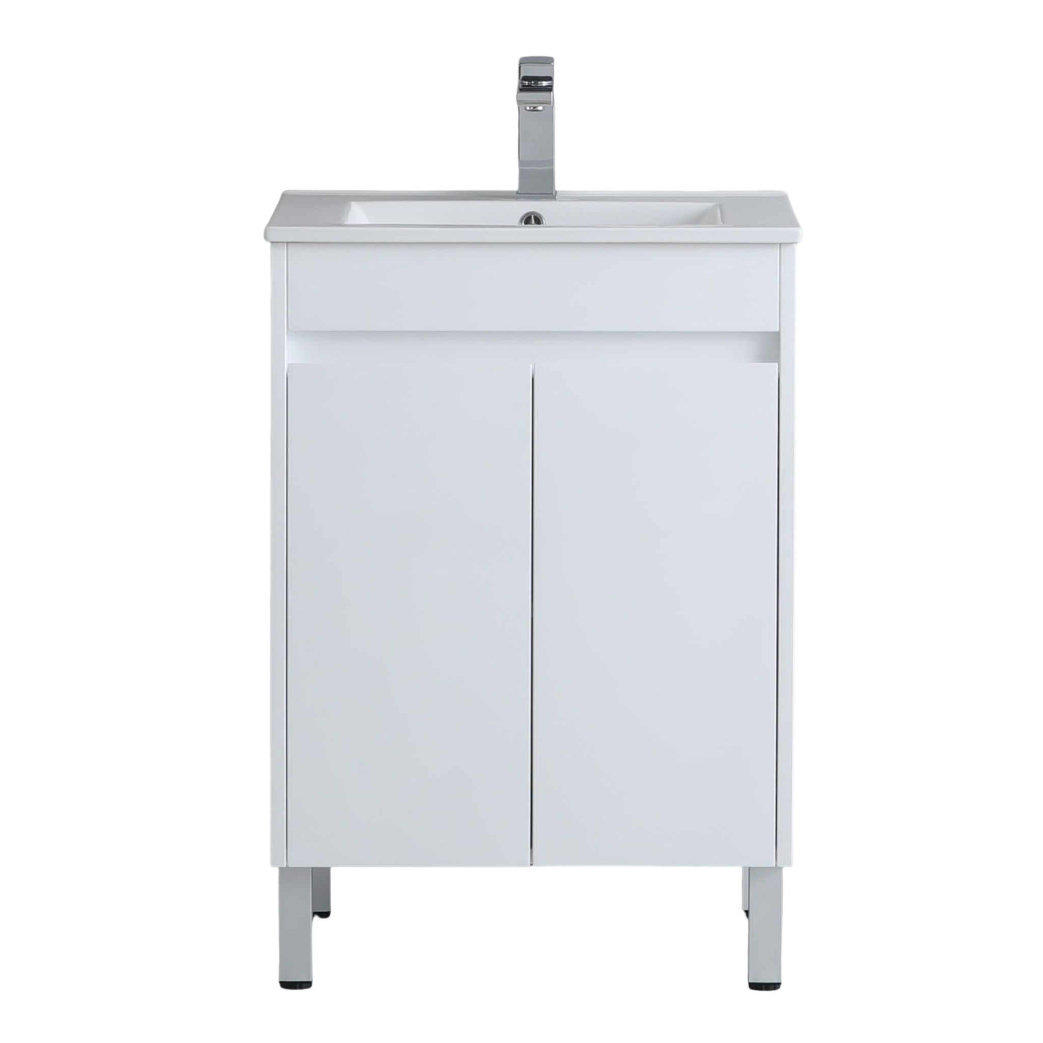 POSEIDON WHITE 600MM FLOOR SINGLE BOWL STANDING VANITY