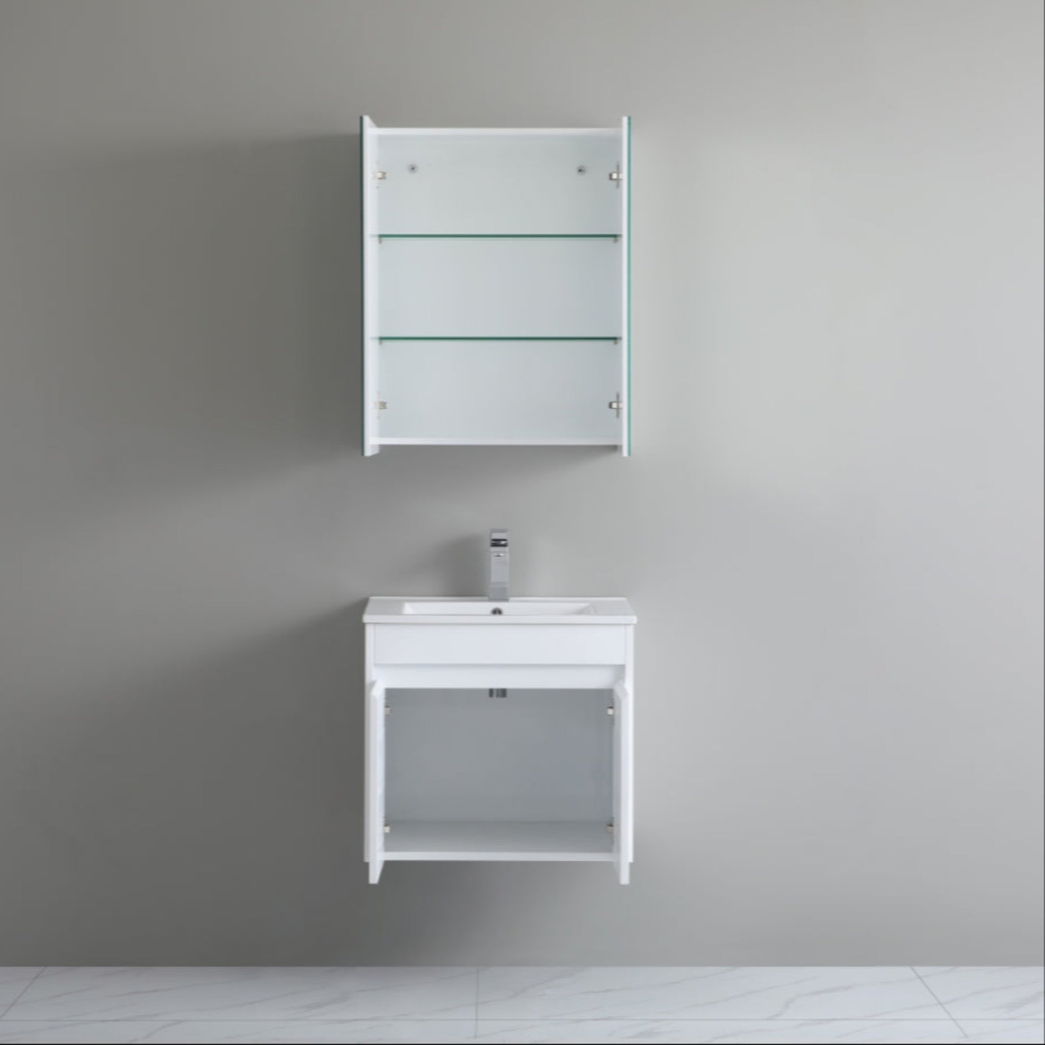 POSEIDON WHITE 600MM SINGLE BOWL WALL HUNG VANITY