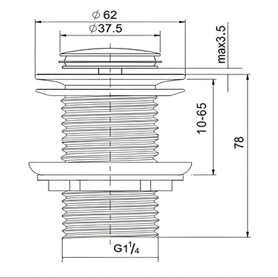 POSEIDON NON OVERFLOW POP-UP WASTE MATTE BLACK 32MM