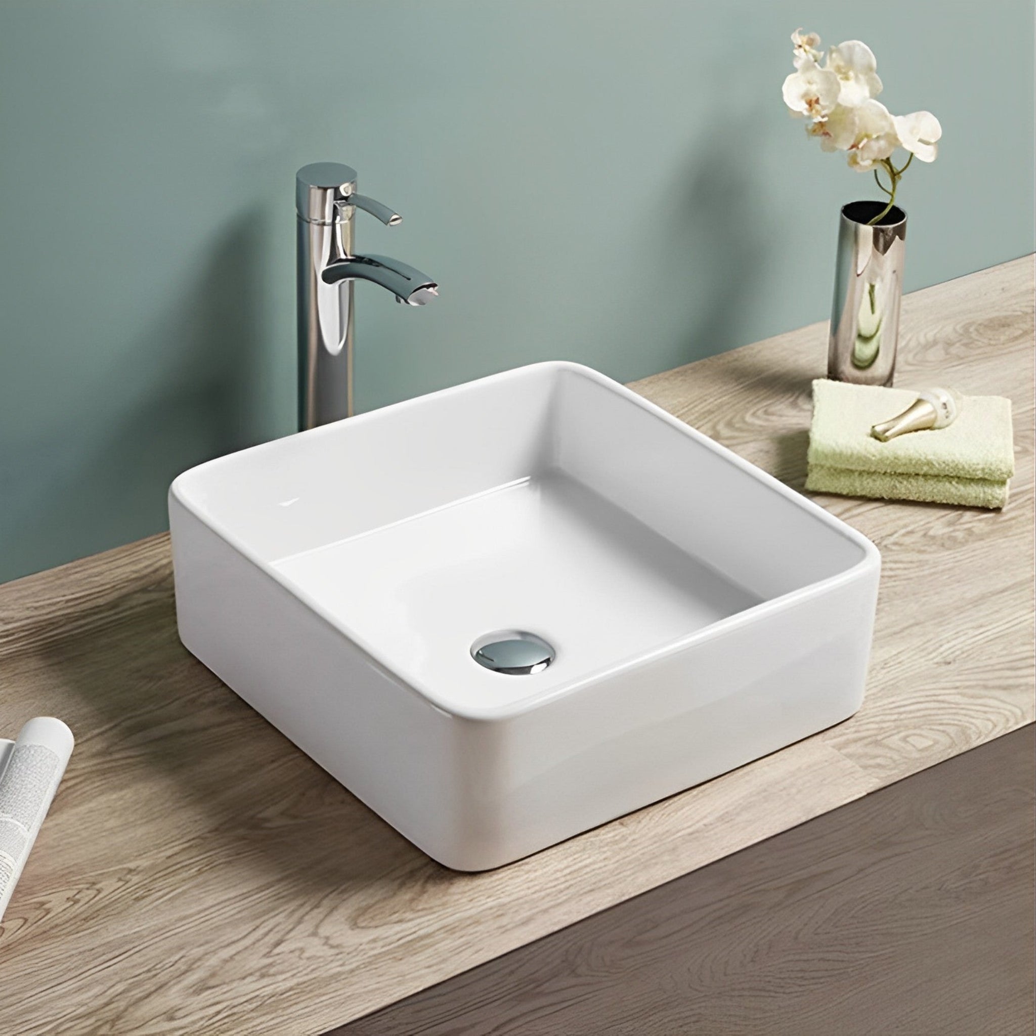 POSEIDON FINE CERAMIC BASIN ULTRA SLIM GLOSS WHITE 360MM