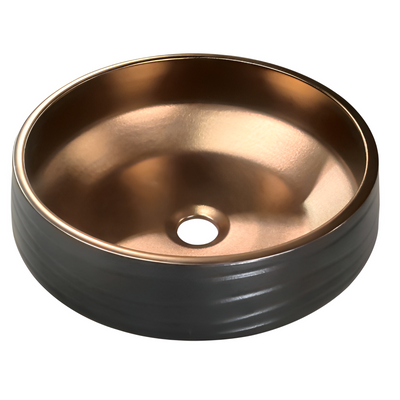 POSEIDON RONDA ABOVE COUNTER BASIN MATTE BLACK AND COPPER 410MM
