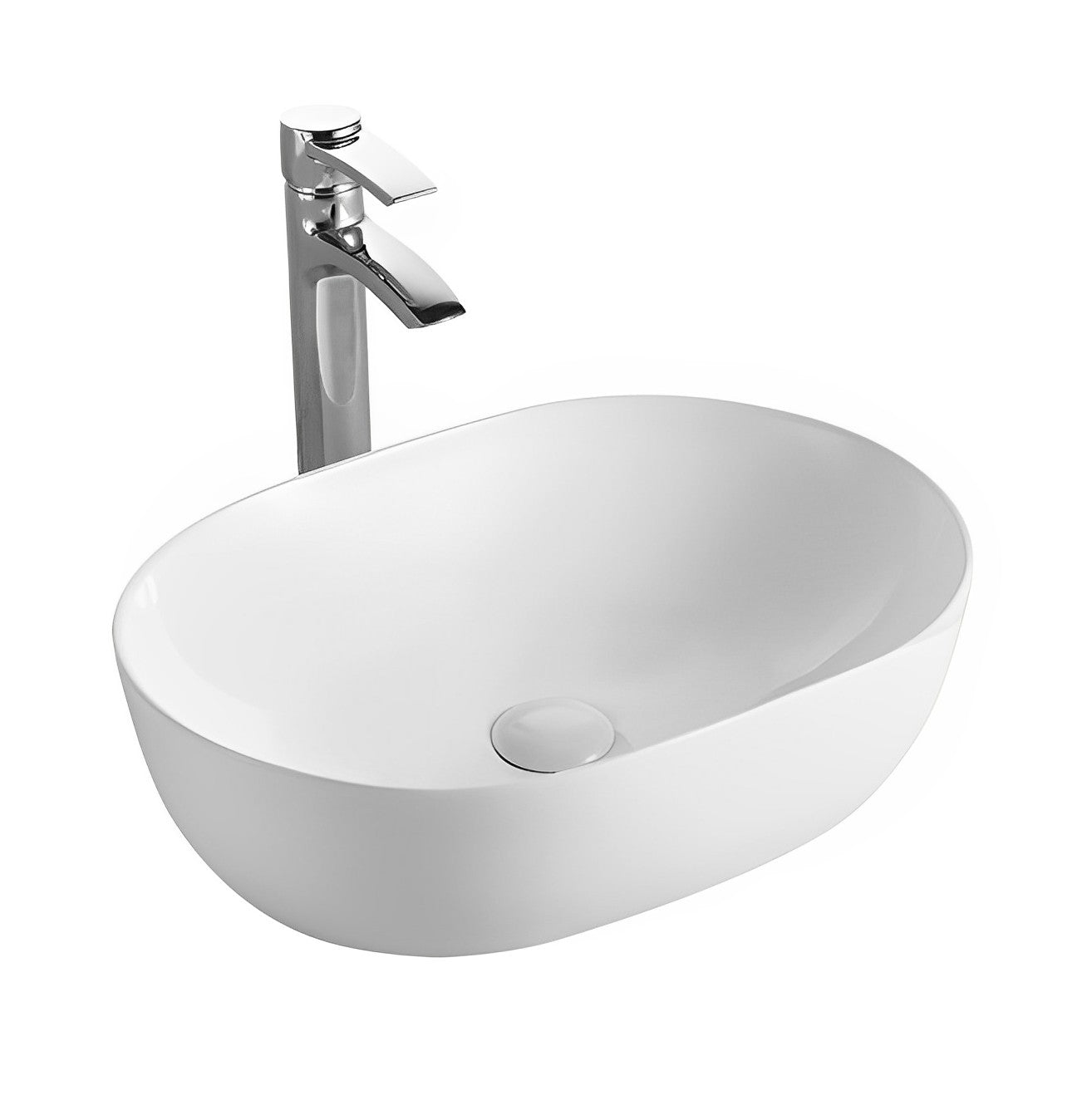 POSEIDON FINE CERAMIC BASIN ULTRA SLIM GLOSS WHITE 490MM