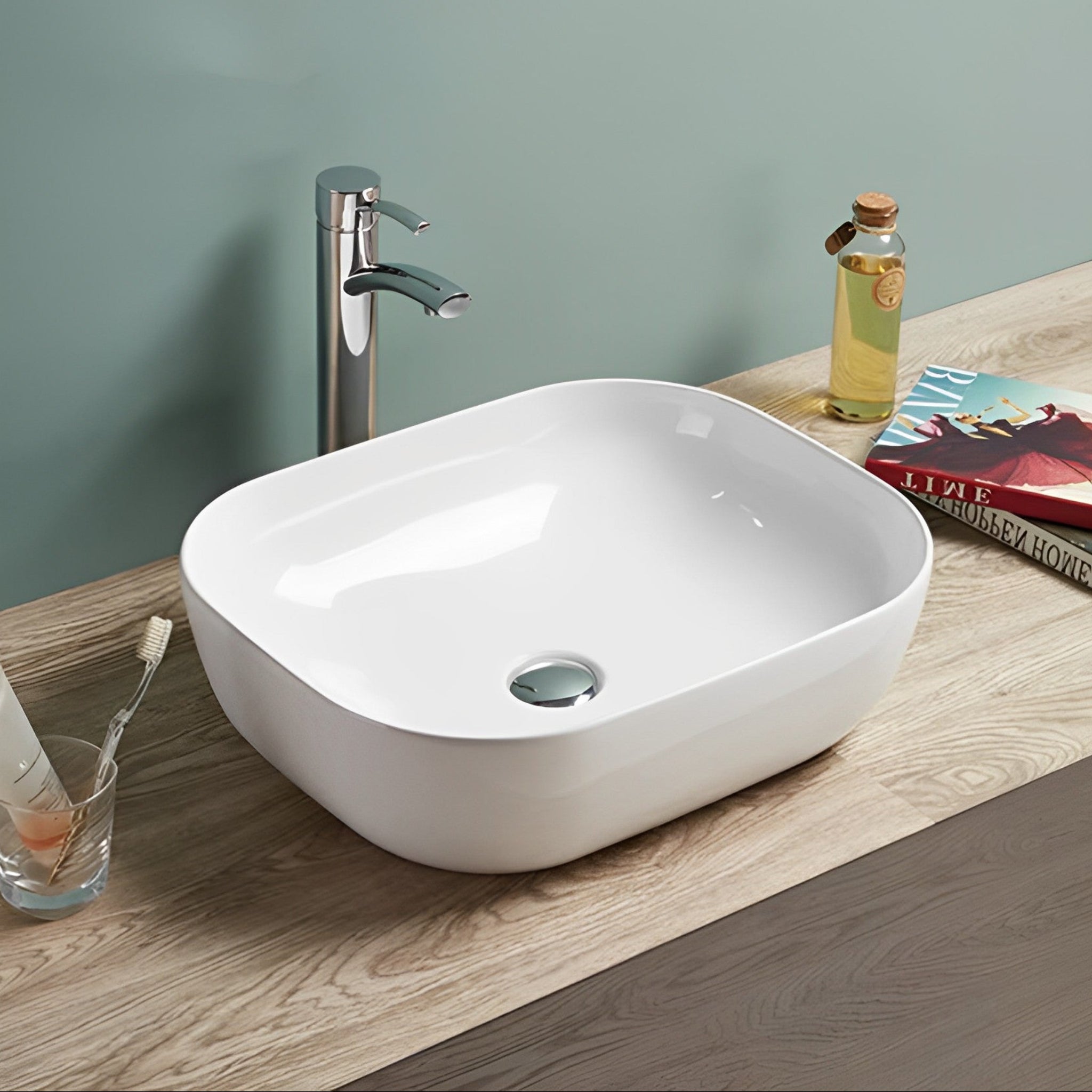 POSEIDON FINE CERAMIC BASIN ULTRA SLIM GLOSS WHITE 505MM