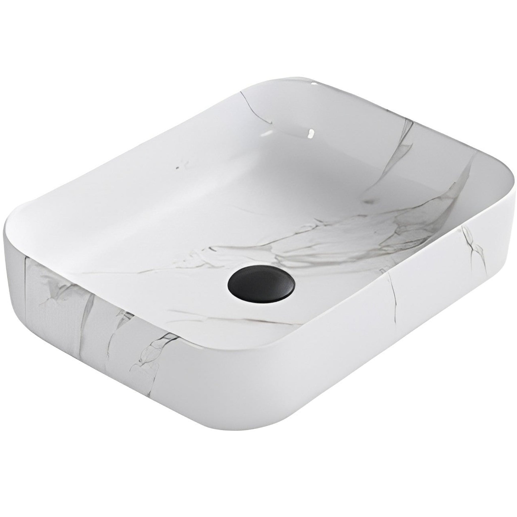 POSEIDON FINE CERAMIC BASIN ULTRA SLIM GLOSS WHITE CARRARA 500MM