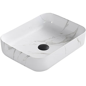 POSEIDON FINE CERAMIC ABOVE COUNTER BASIN GLOSS WHITE CARRARA 500MM
