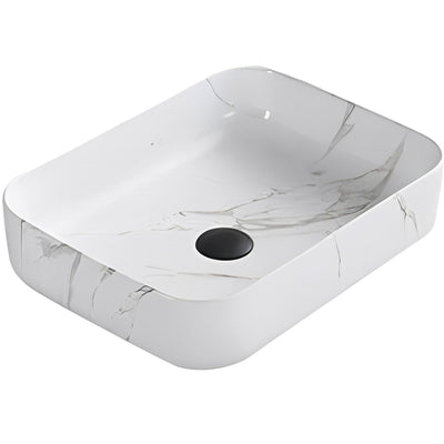 POSEIDON FINE CERAMIC ABOVE COUNTER BASIN GLOSS WHITE CARRARA 500MM