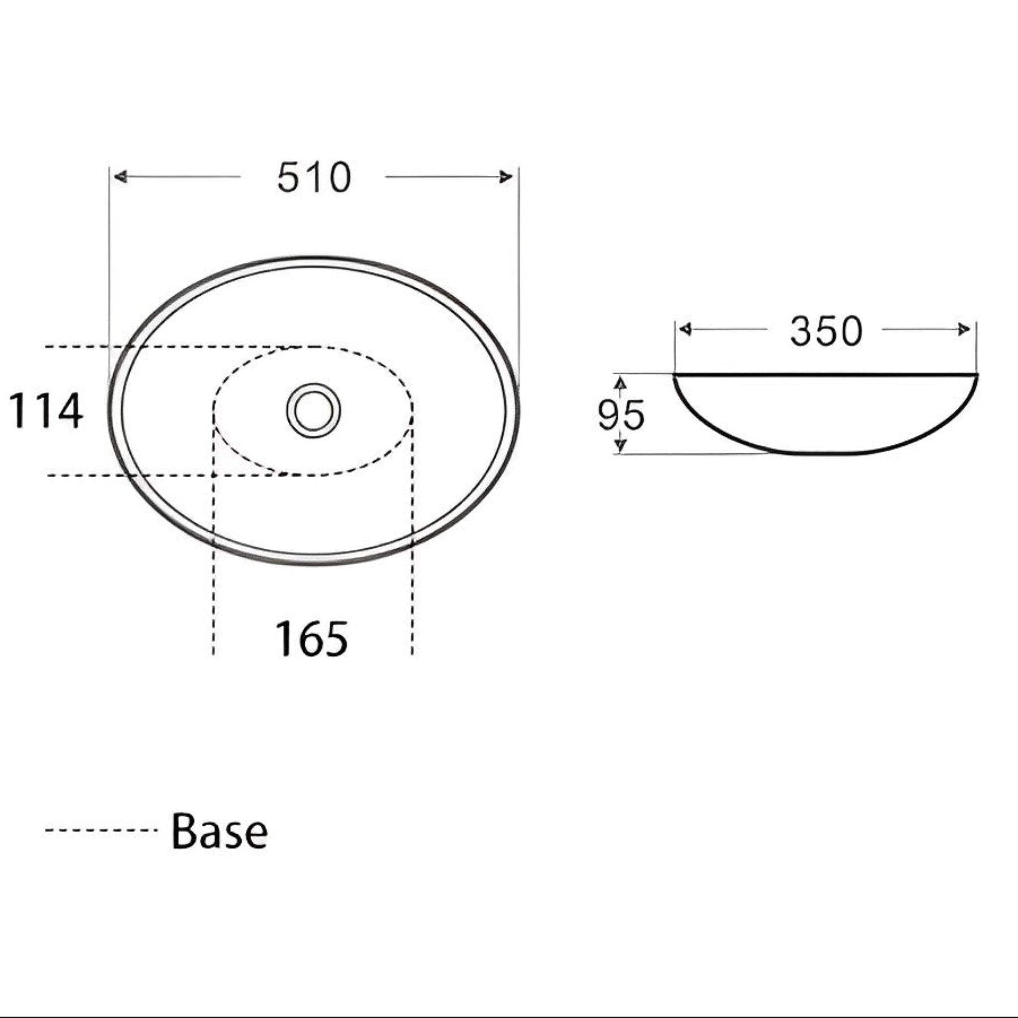 POSEIDON ABOVE COUNTER BASIN GLOSS WHITE 510MM