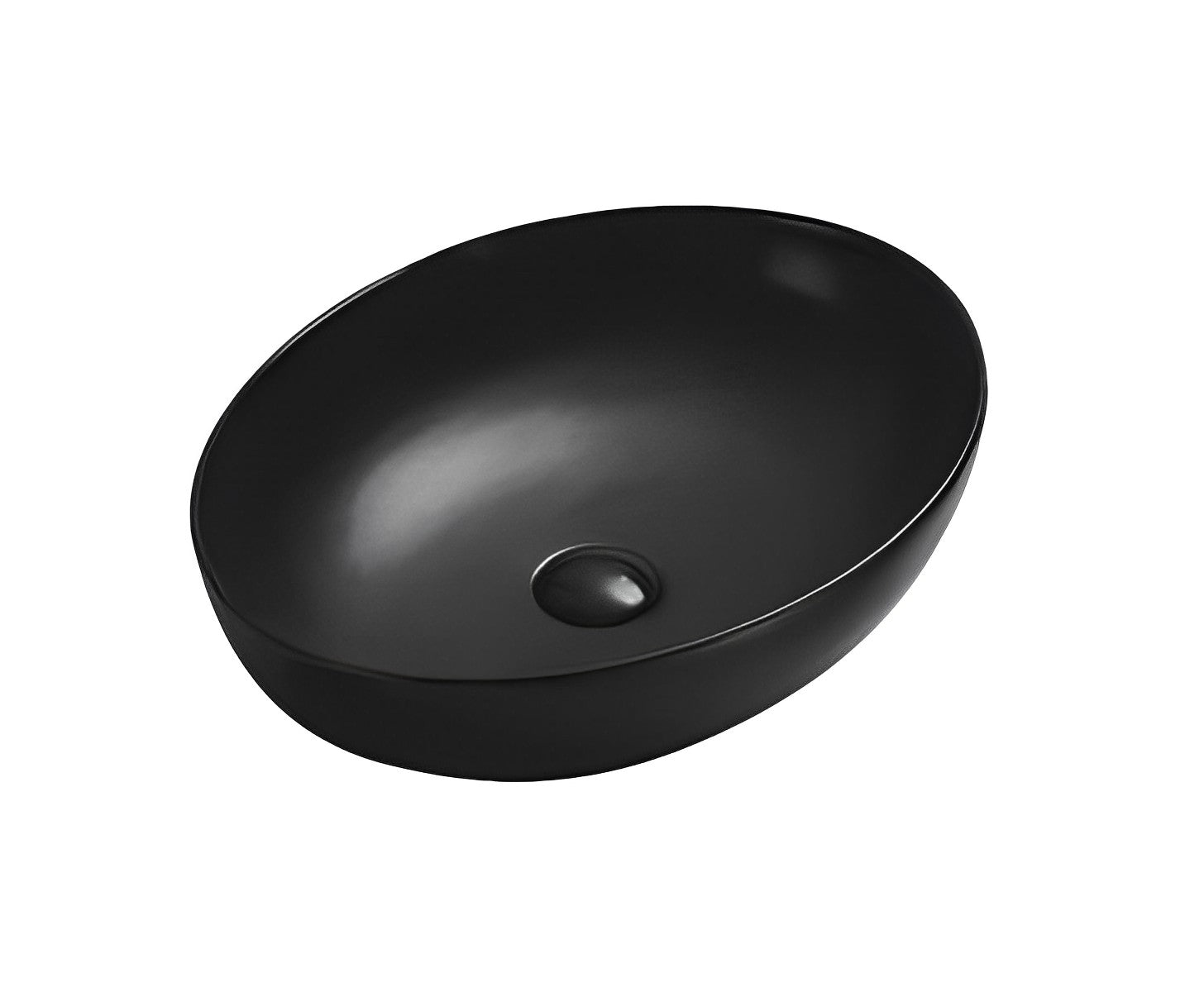 POSEIDON ABOVE COUNTER CERAMIC ART BASIN MATTE BLACK 520MM