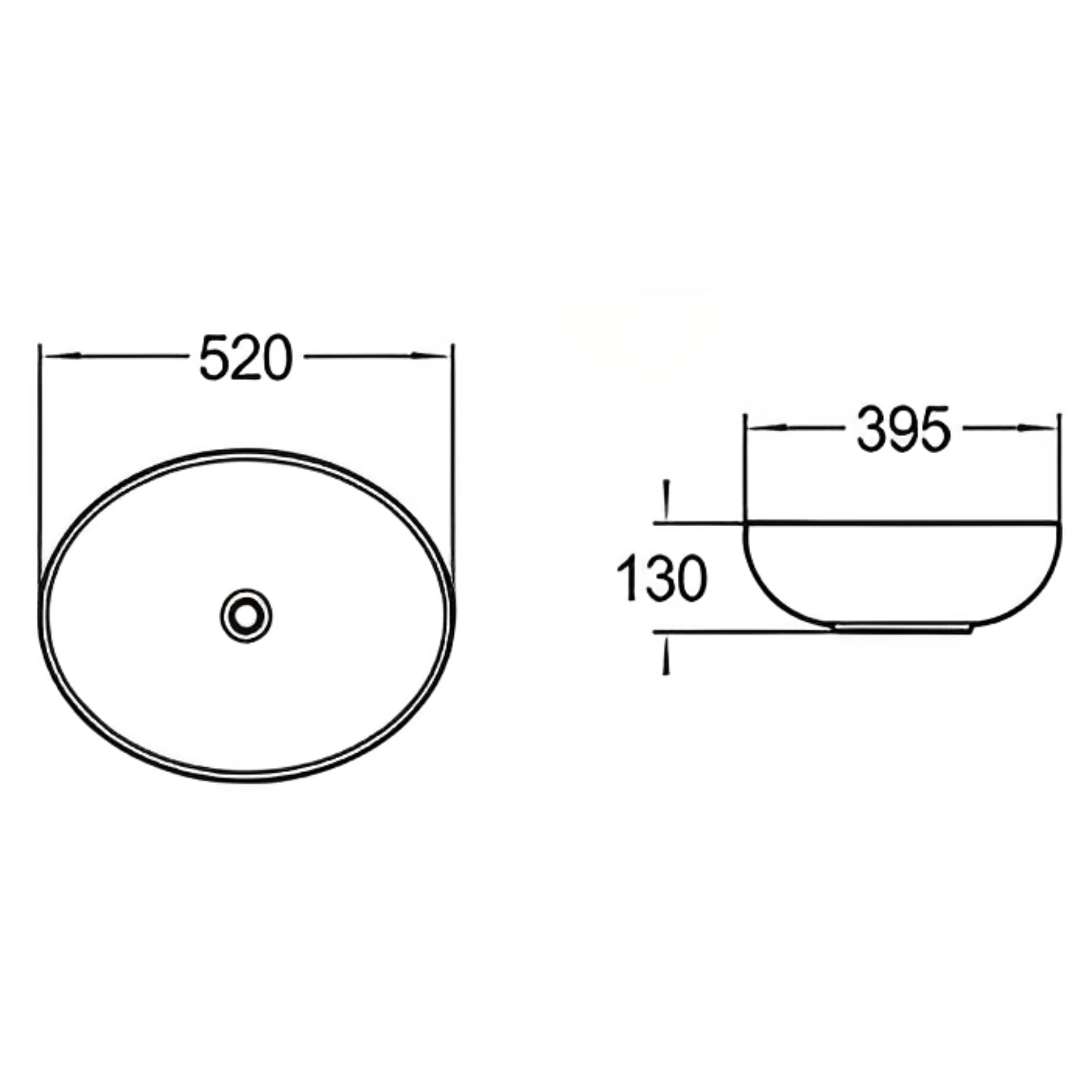 POSEIDON ABOVE COUNTER CERAMIC ART BASIN MATTE BLACK 520MM