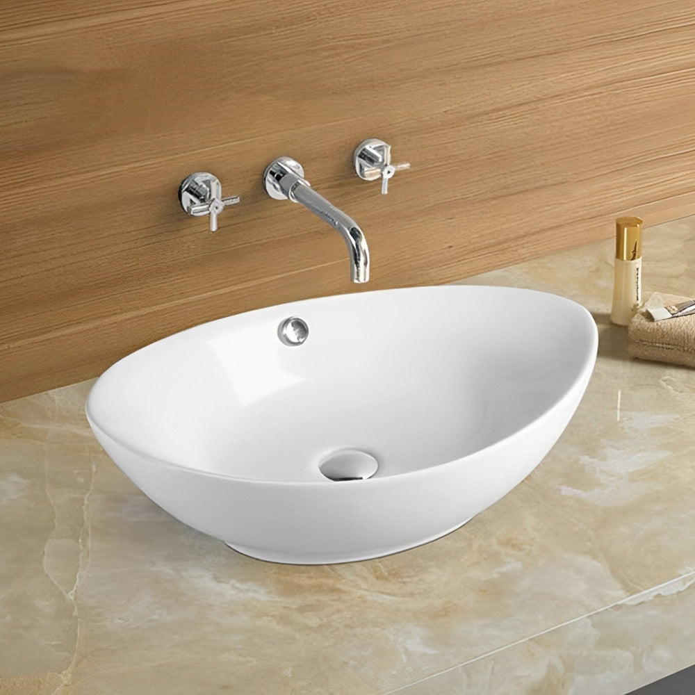 POSEIDON ABOVE COUNTER BASIN GLOSS WHITE 570MM