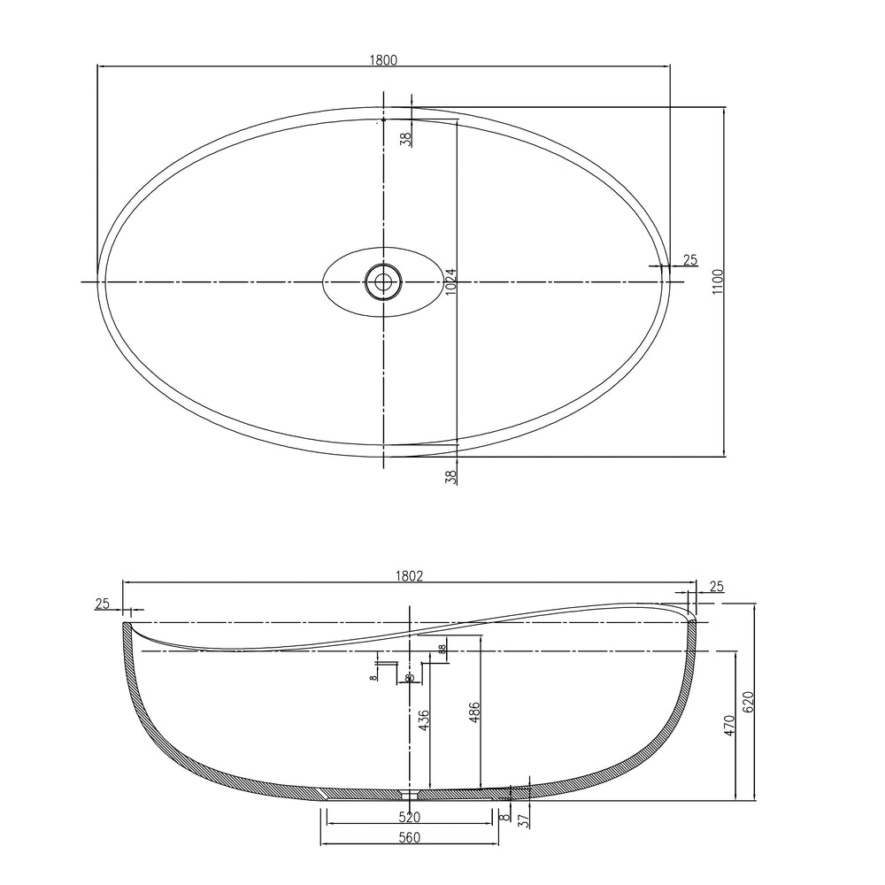 PIETRA BIANCA ONDA FREESTANDING STONE BATHTUB WITH CUSTOM COLOURS 1800MM