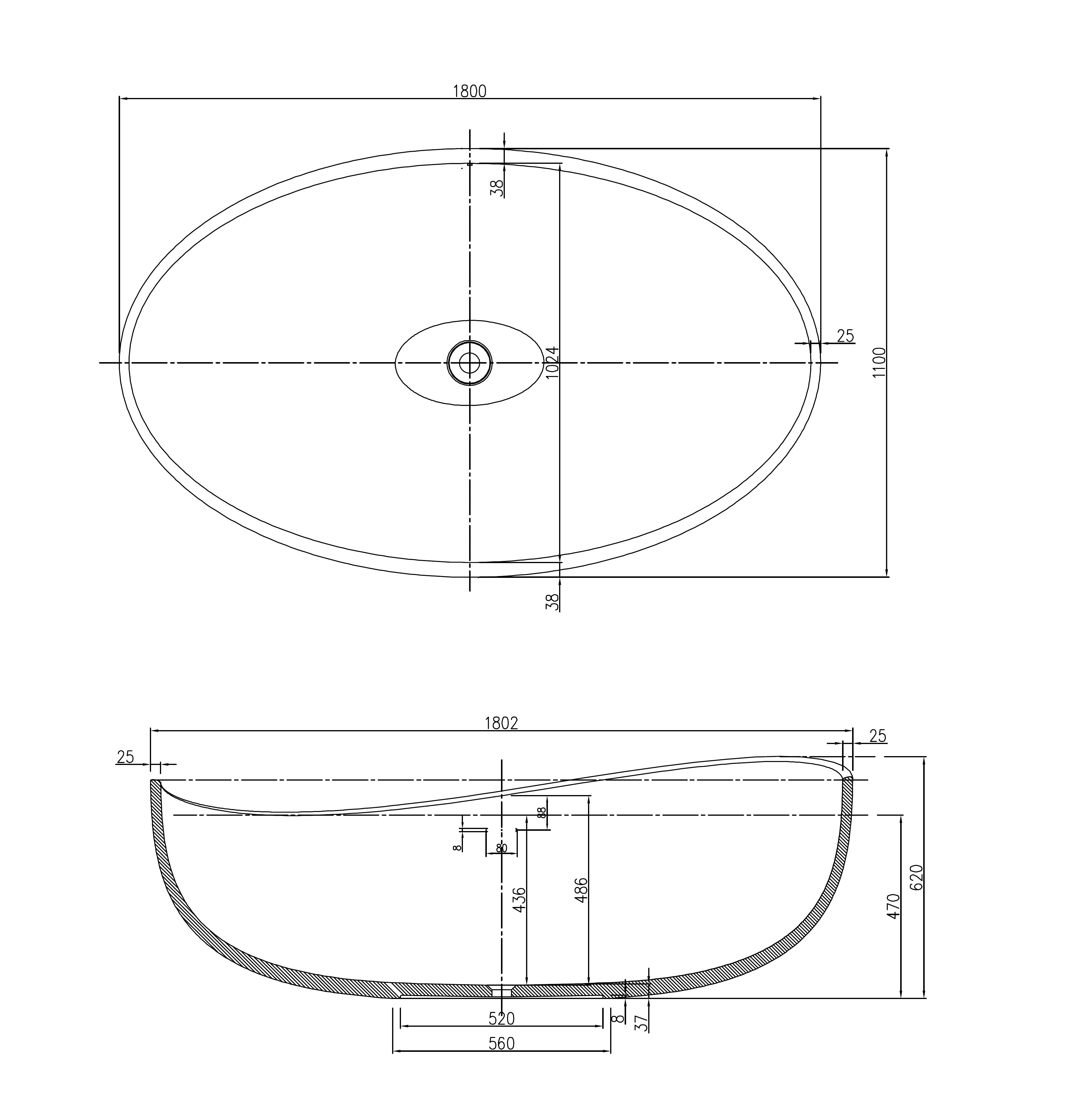 PIETRA BIANCA ONDA FREESTANDING STONE BATHTUB WITH CUSTOM COLOURS 1800MM