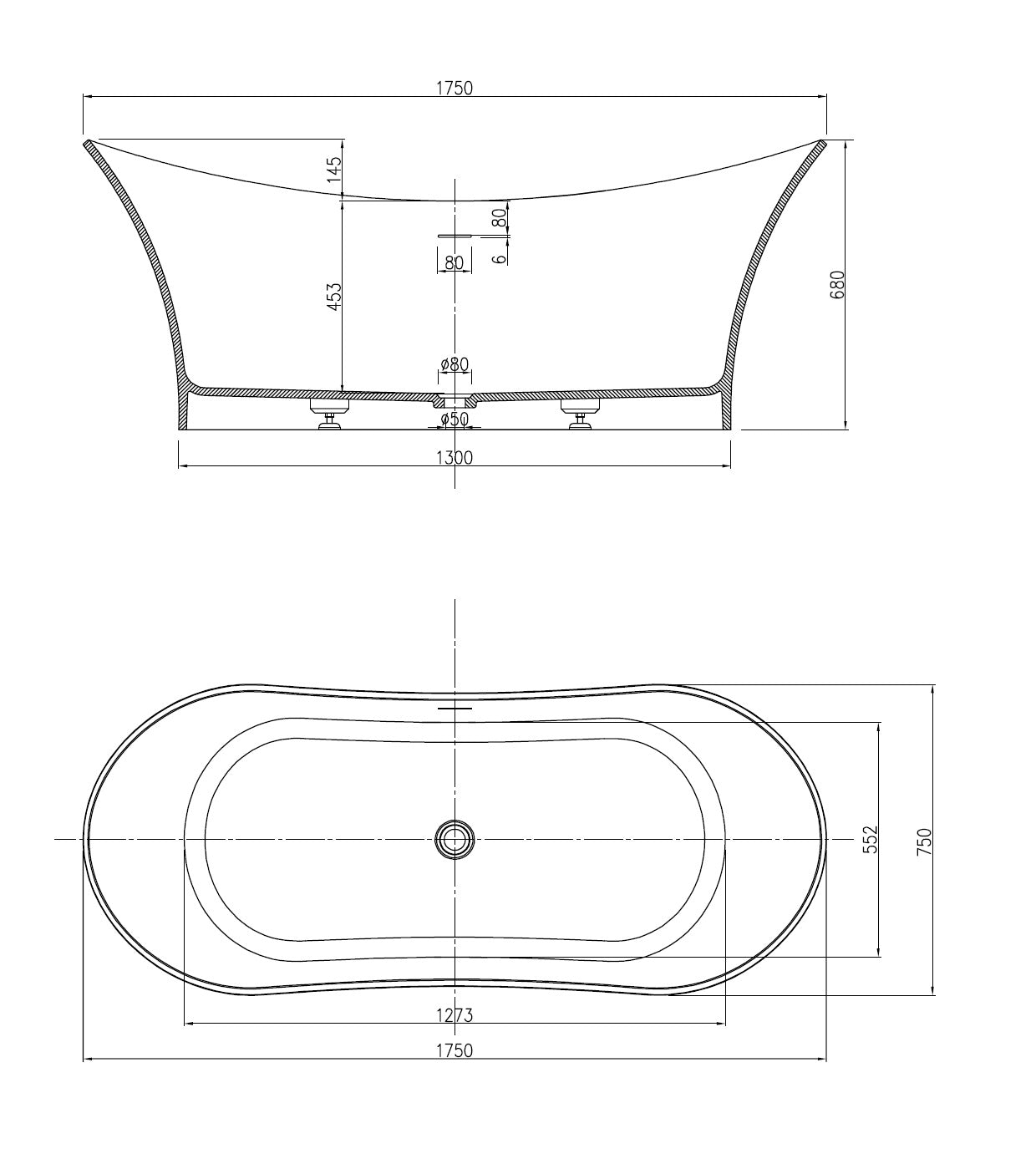 PIETRA BIANCA CROWN FREESTANDING STONE BATHTUB WITH CUSTOM COLOURS 1750MM