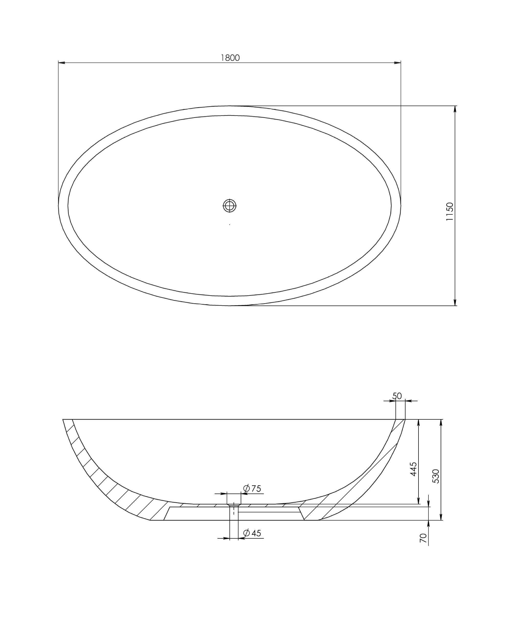 PIETRA BIANCA MADDISON FREESTANDING STONE BATHTUB WITH CUSTOM COLOURS 1800MM