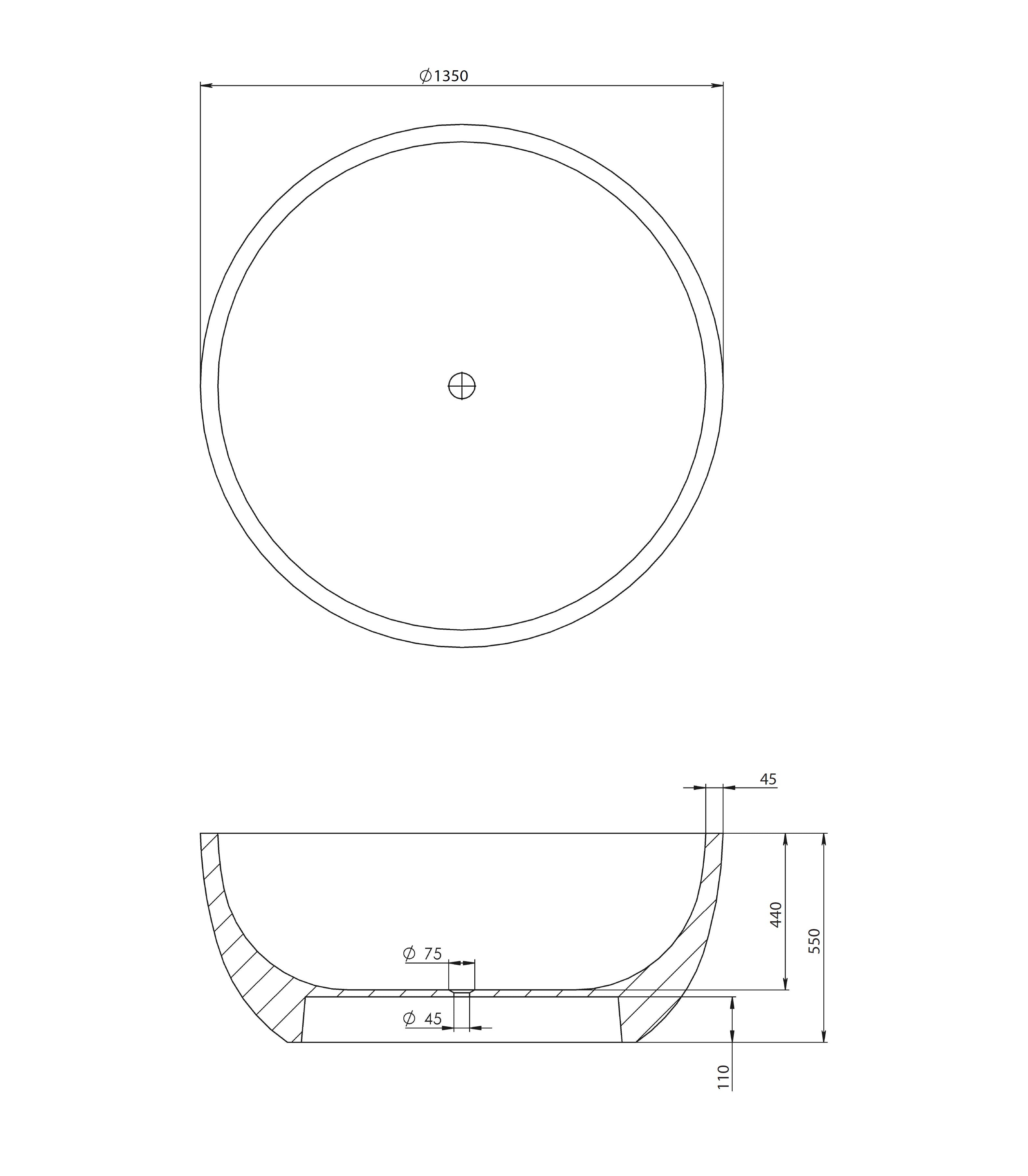 PIETRA BIANCA ROMEO FREESTANDING STONE BATHTUB WITH CUSTOM COLOURS (AVAILABLE IN 1350MM AND 1500MM)