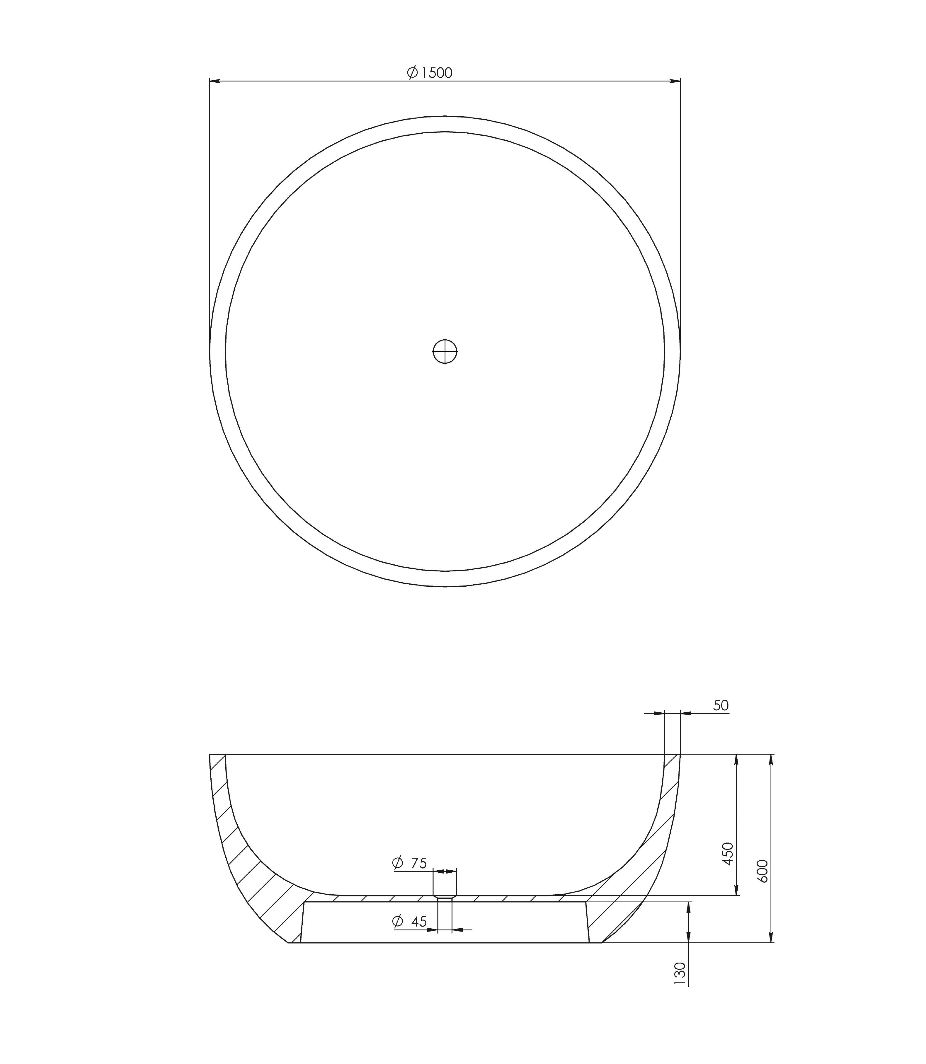 PIETRA BIANCA ROMEO FREESTANDING STONE BATHTUB WITH CUSTOM COLOURS (AVAILABLE IN 1350MM AND 1500MM)