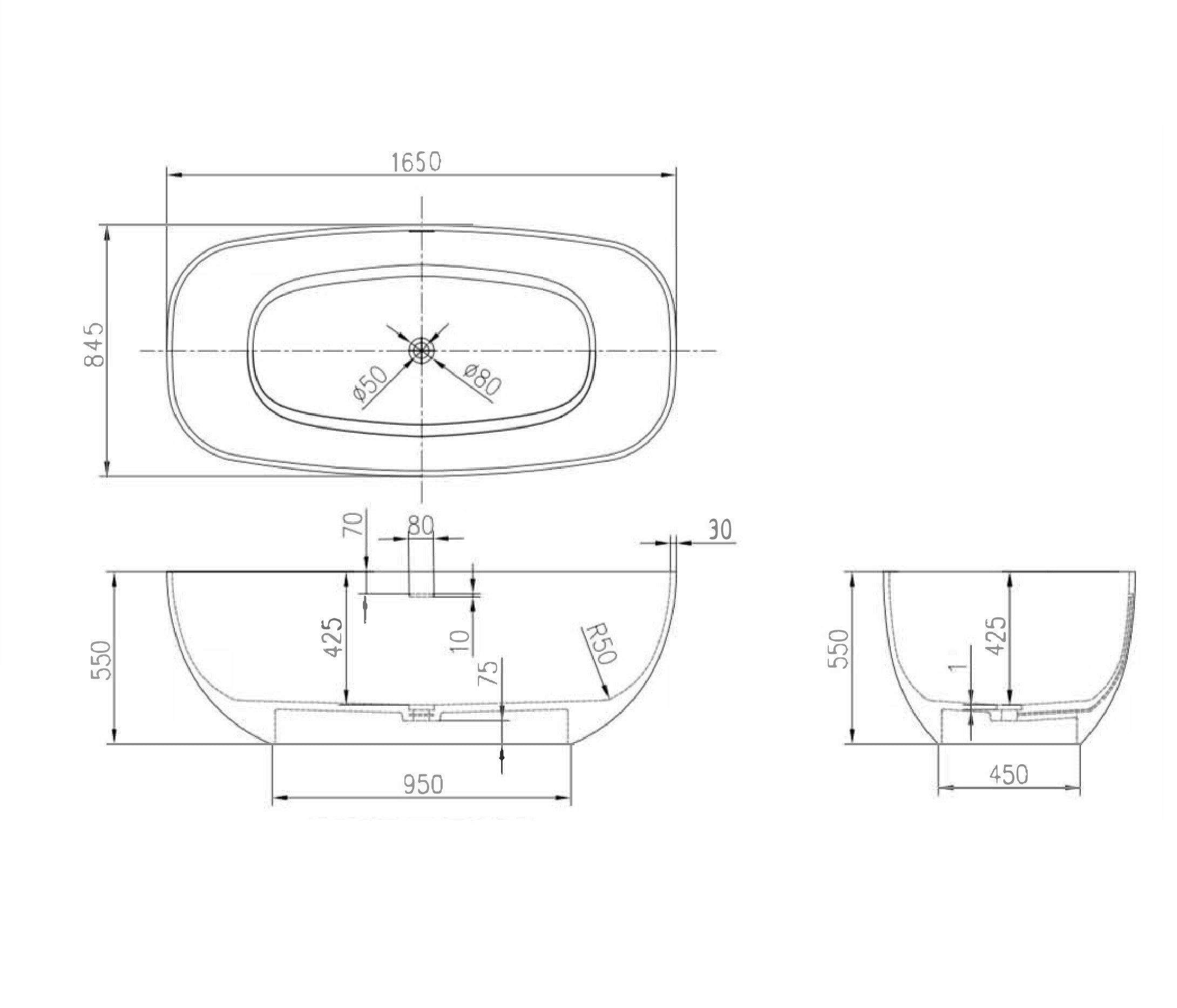 PIETRA BIANCA BORA FREESTANDING STONE BATHTUB WITH CUSTOM COLOURS (AVAILABLE IN 1650MM AND 1800MM)
