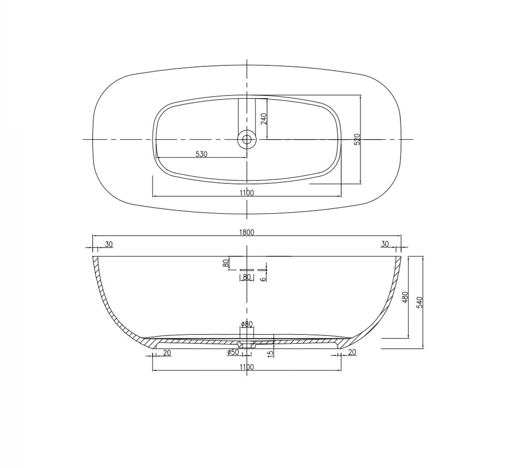 PIETRA BIANCA BORA FREESTANDING STONE BATHTUB WITH CUSTOM COLOURS (AVAILABLE IN 1650MM AND 1800MM)