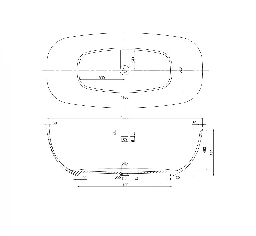 PIETRA BIANCA BORA FREESTANDING STONE BATHTUB WITH CUSTOM COLOURS (AVAILABLE IN 1650MM AND 1800MM)