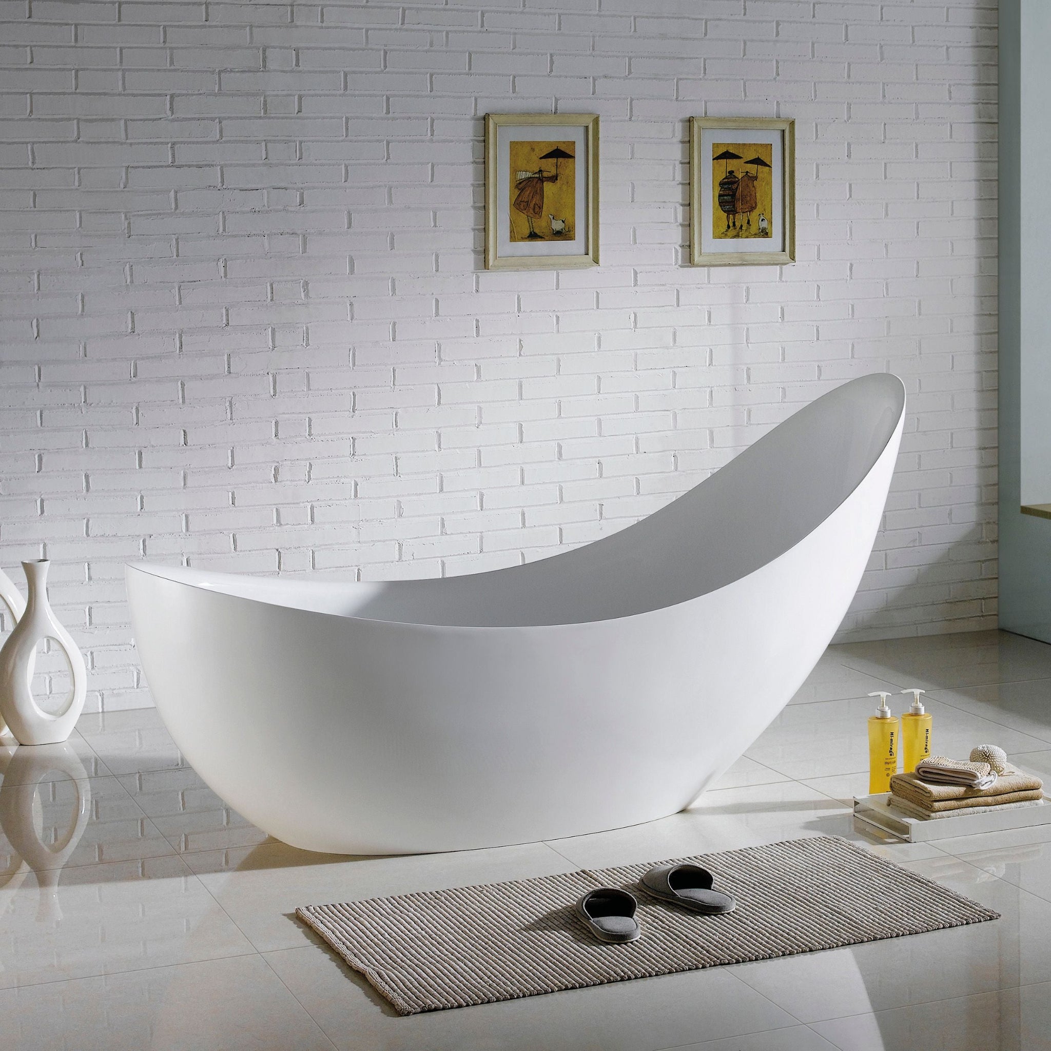 POSEIDON POSH FREE STANDING BATHTUB GLOSS WHITE WITH OVERFLOW (AVAILABLE IN 1500MM AND 1680MM)