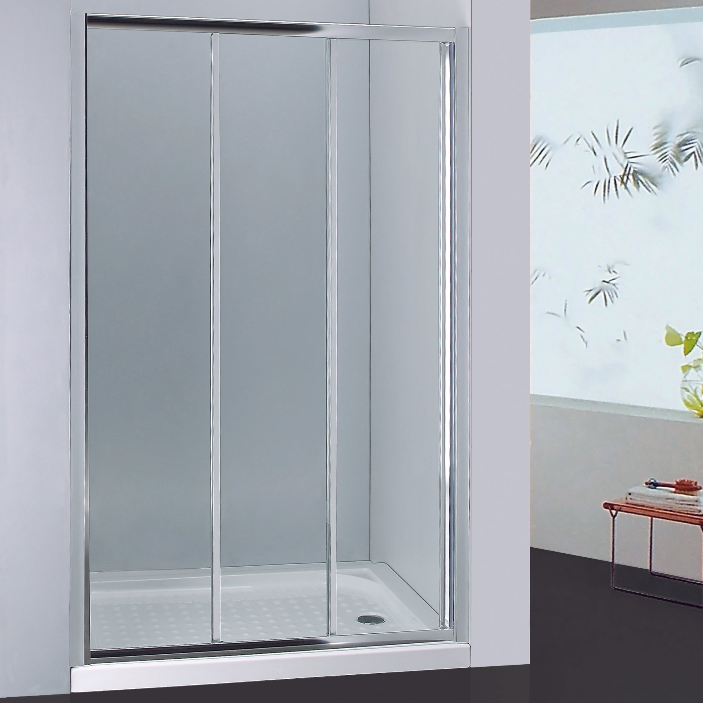 COVEY SEMI-FRAMED TRIPLE SLIDING DOOR WITH 3 PANEL SHOWER SCREEN CHROME