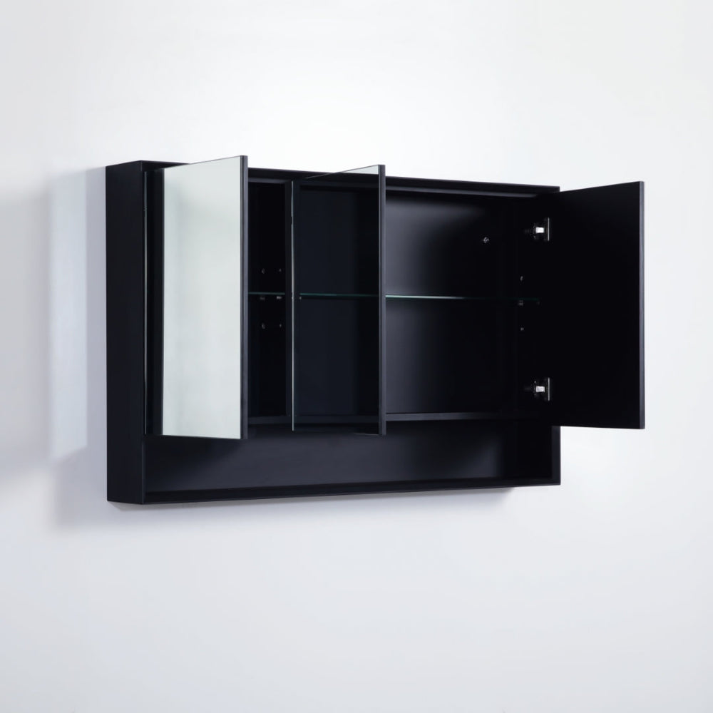 POSEIDON PETRA MATTE BLACK SHAVING CABINET 1200X750MM