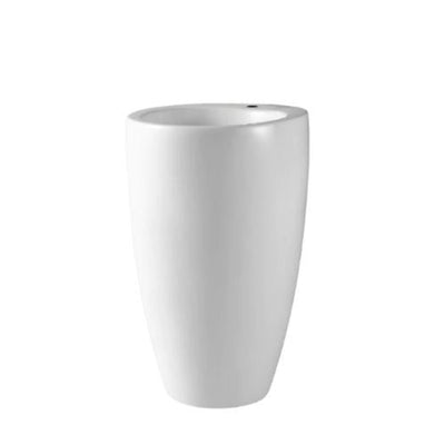 POSEIDON FREESTANDING CERAMIC BASIN WITH OVERFLOW GLOSS WHITE 550MM