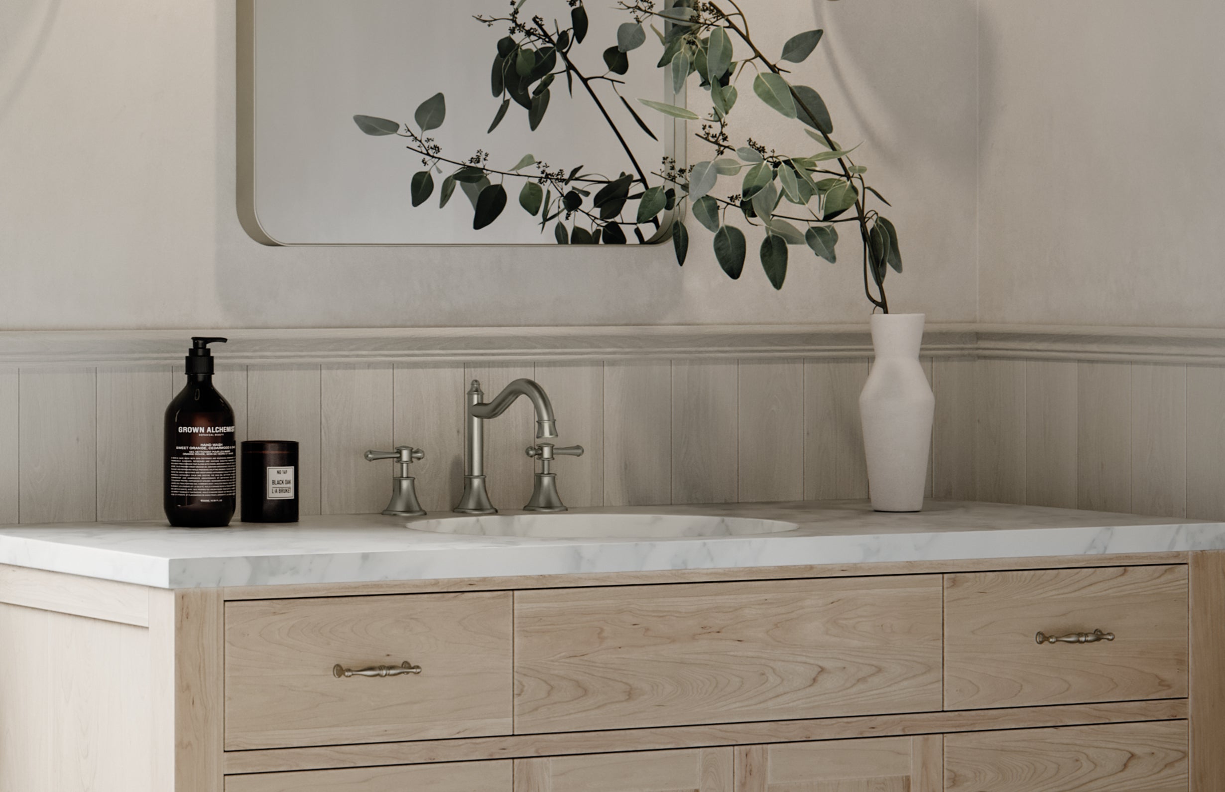 PHOENIX NOSTALGIA LEVER LEAD FREE BASIN SET SHEPHERDS CROOK 184MM BRUSHED NICKEL