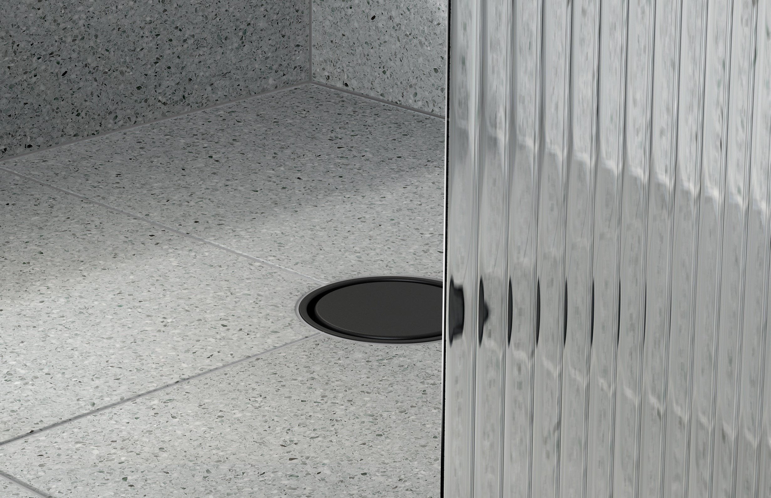 PHOENIX POINT DRAIN ROUND 90MM OUTLET MATTE BLACK 100MM