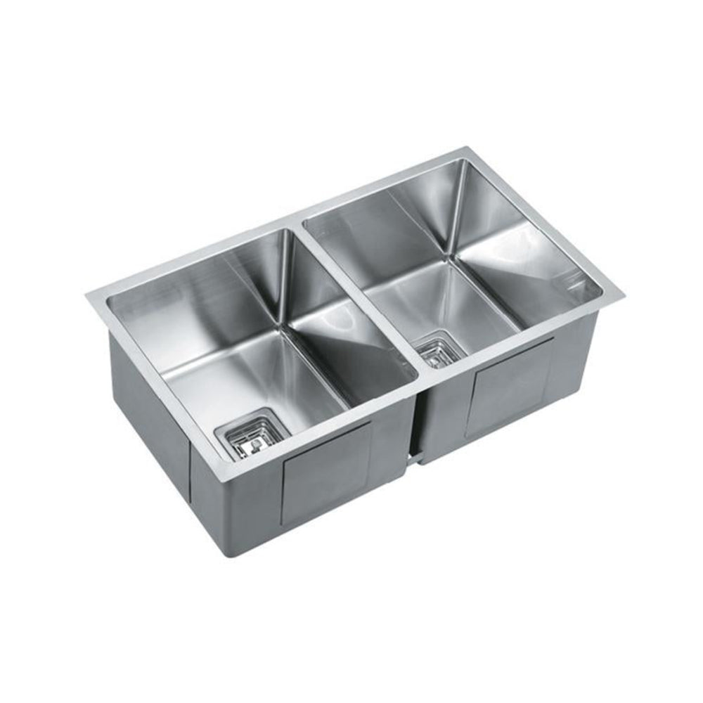 POSEIDON HANDMADE DOUBLE BOWL TOP / UNDERMOUNT KITCHEN SINK STAINLESS STEEL 1000MM