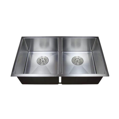 POSEIDON HANDMADE DOUBLE BOWL UNDERMOUNT KITCHEN SINK STAINLESS STEEL 775MM