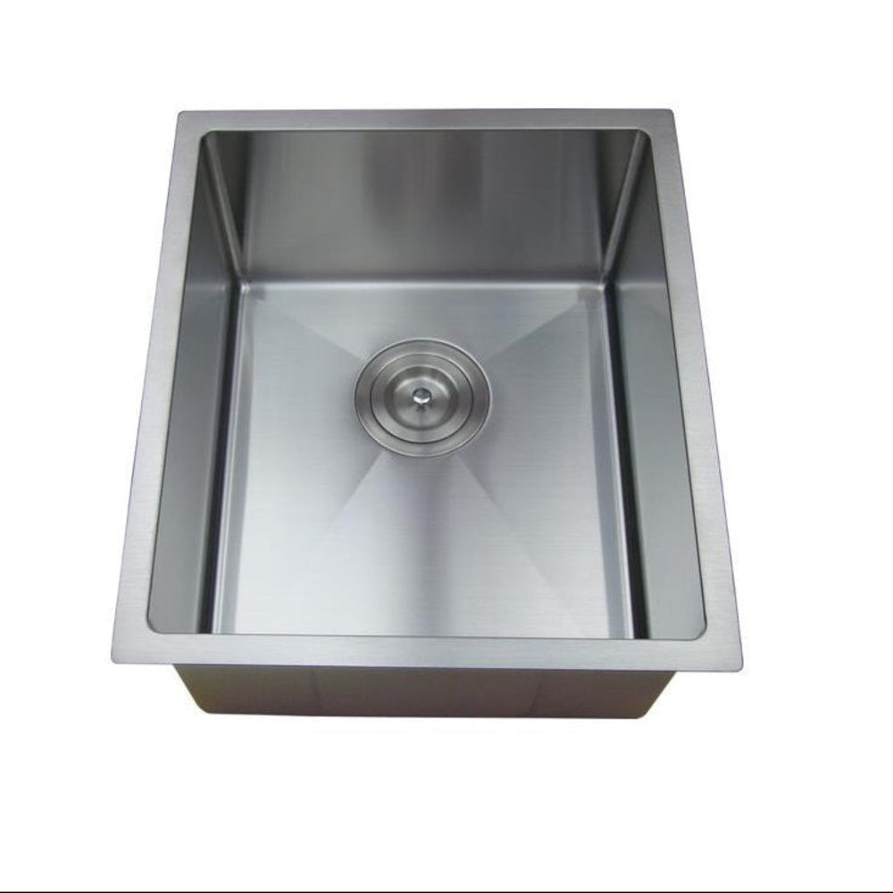 POSEIDON HANDMADE SINGLE BOWL UNDERMOUNT KITCHEN SINK STAINLESS STEEL 390MM