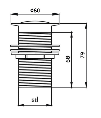 HELLYCAR PUSH PLUG WASTE NON-OVERFLOW CHROME 32MM