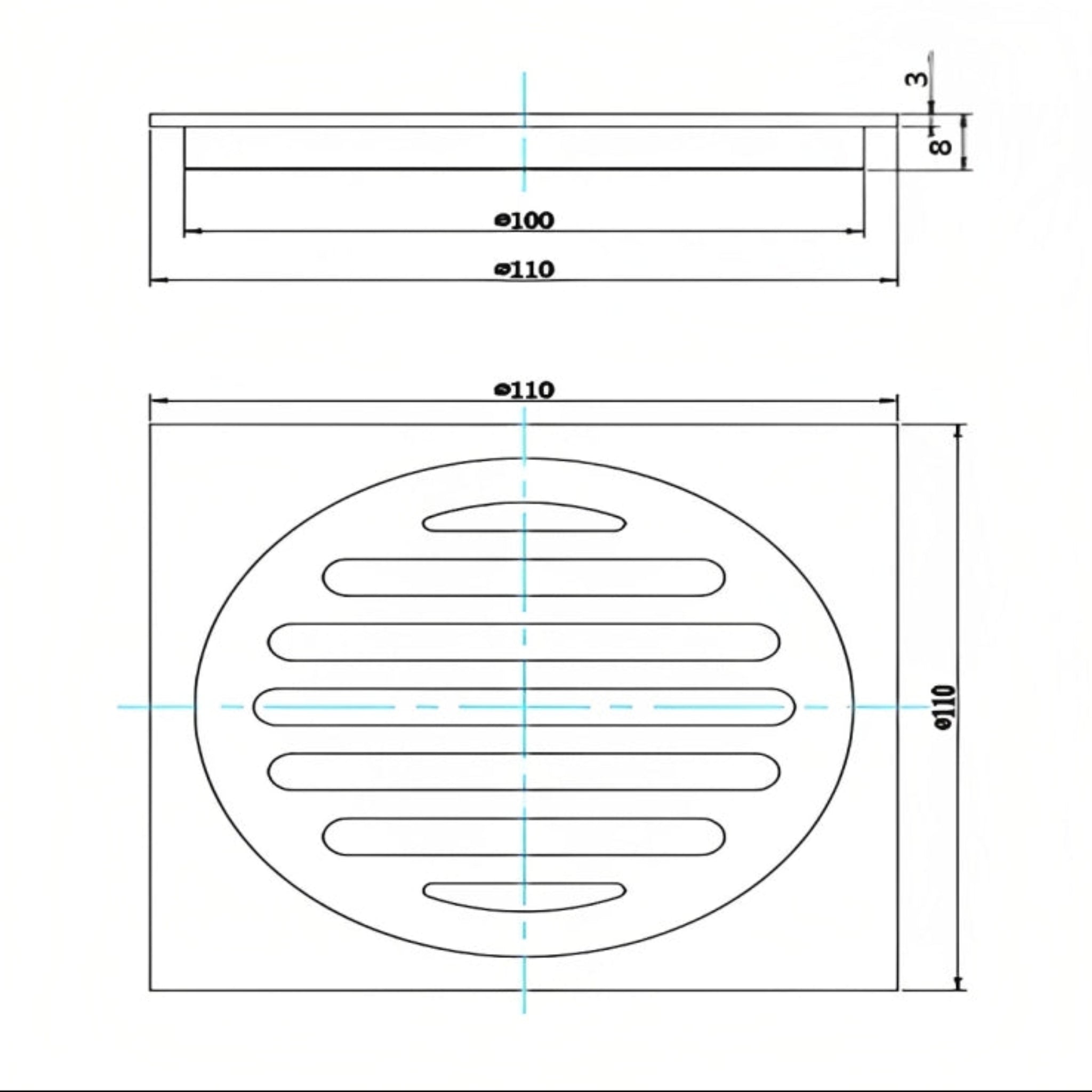 POSEIDON BRASS TWIST OPEN GRATE BLACK 110MM